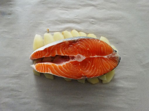 salmon with peaches, thai basil and chili recipe