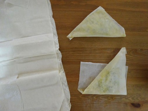 goat cheese and herbs filo pastry triangles
