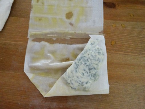 goat cheese and herbs filo pastry triangles